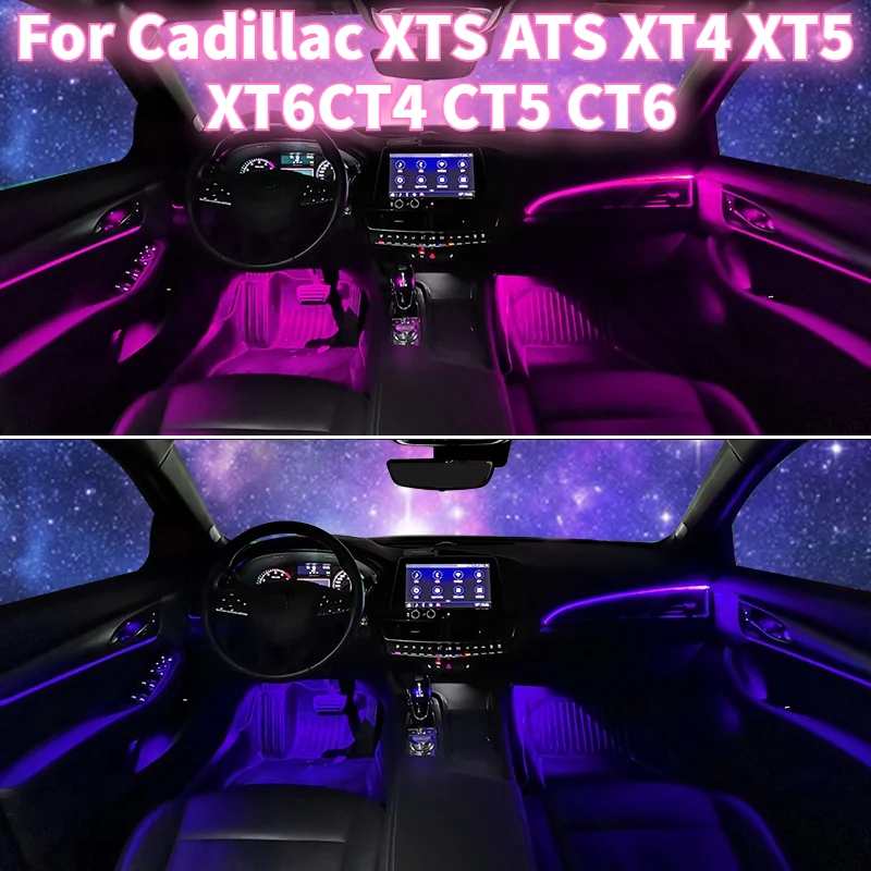 64 Цвят на Дифузна Светлина на Лампата За Cadillac XTS ATS XT4 XT5 XT6 CT4 CT5 CT6 Атмосфера Разширено Светлина Украса Лампи Светлината Изображение 0