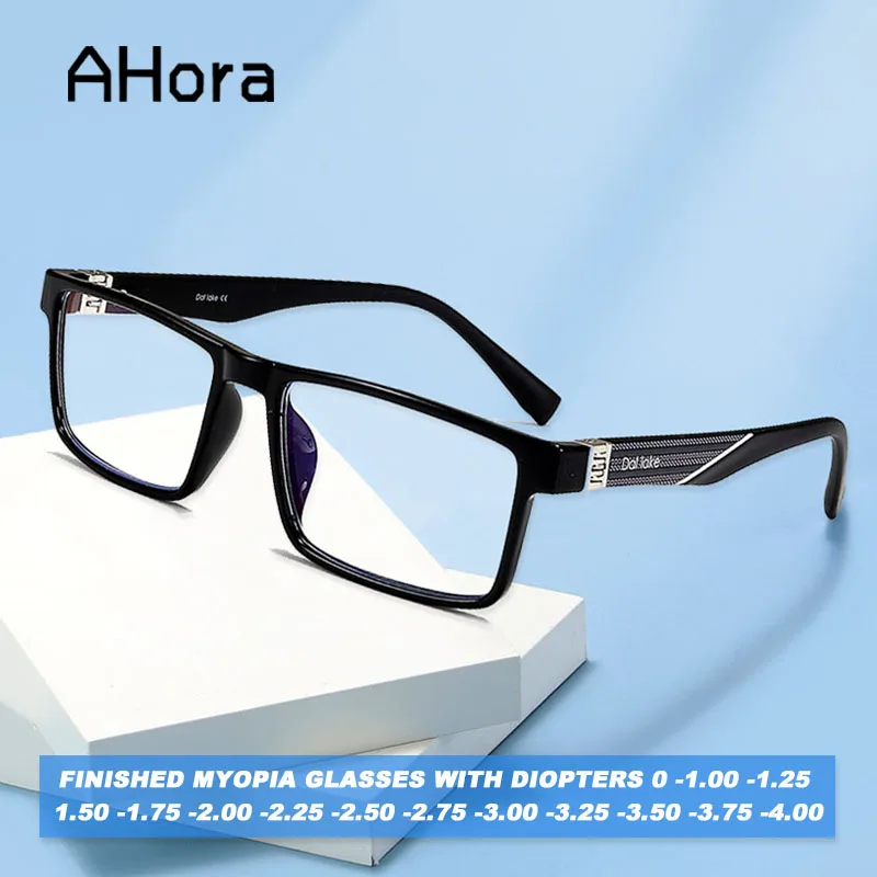 Ahora Мъжки слънчеви Очила за Късогледство с Квадратна тапицерия, Рамки за Очила с диоптриями 0 -1.0 1.25 1.5 1.75 2.0 2.25 2.5 2.75 3.0 3.25 3.5 3.75 Изображение 0