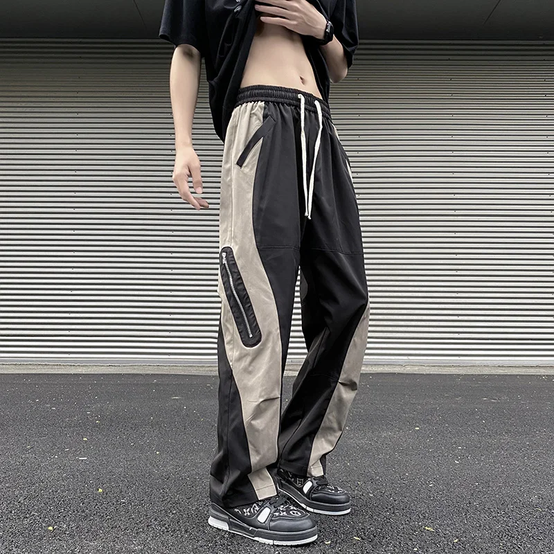 HOUZHOU Techwear Панталони-карго с парашут, свободни мъжки ежедневни панталони с ципове в стил мозайка, мъжка лятна градинска облекло в стил хип-хоп, сращенные 5XL Изображение 0