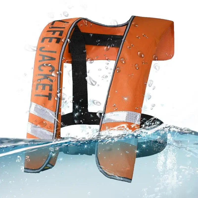 Надуваема жилетка за плуване, яке за гмуркане с шнорхел, защитен плаващ жилетка, аксесоари за плуване, яке за гмуркане с регулируем колан за Изображение 0