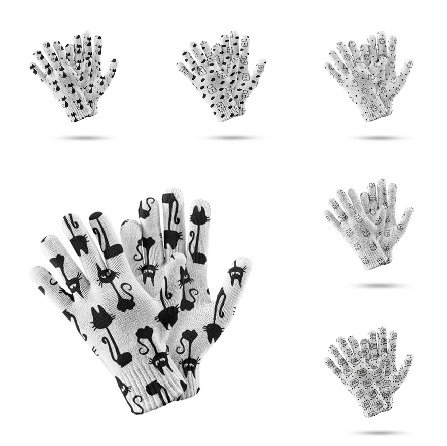 Сладки ръкавици без пръсти с анимационни модел, наградата на ръкавици със сензорен екран, забавен коледен подарък, есенно-зимни нескользящие възли ръкавици Изображение 0