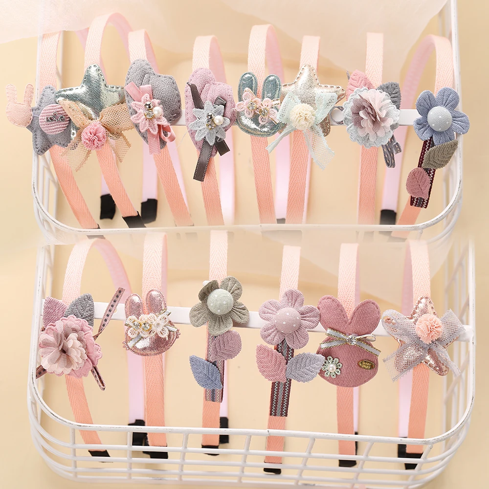 1БР Бебешки сладки цветни ленти за коса с анимационни носа-пеперуда за момичета, сладки превръзки с уши-лъкове, детски аксесоари за коса на едро Изображение 1