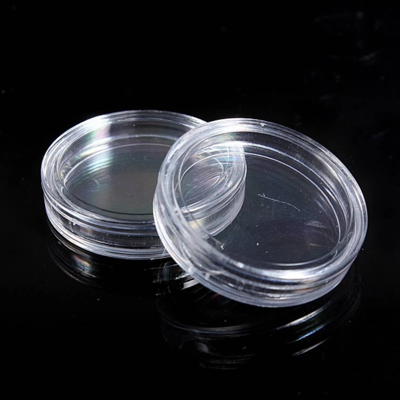 20 броя Малки кръгли прозрачни пластмасови капсули за монети с 35 мм и 40 мм Изображение 1