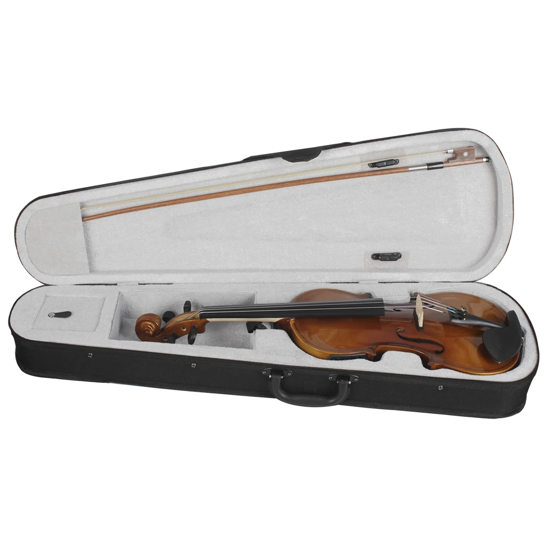 Astonvilla AV-E03 4/4, электроакустический еквалайзер за цигулка, корпус от клен, акустична цигулка с калъф, струни за лък, едно ударение, плат за тунер Изображение 1