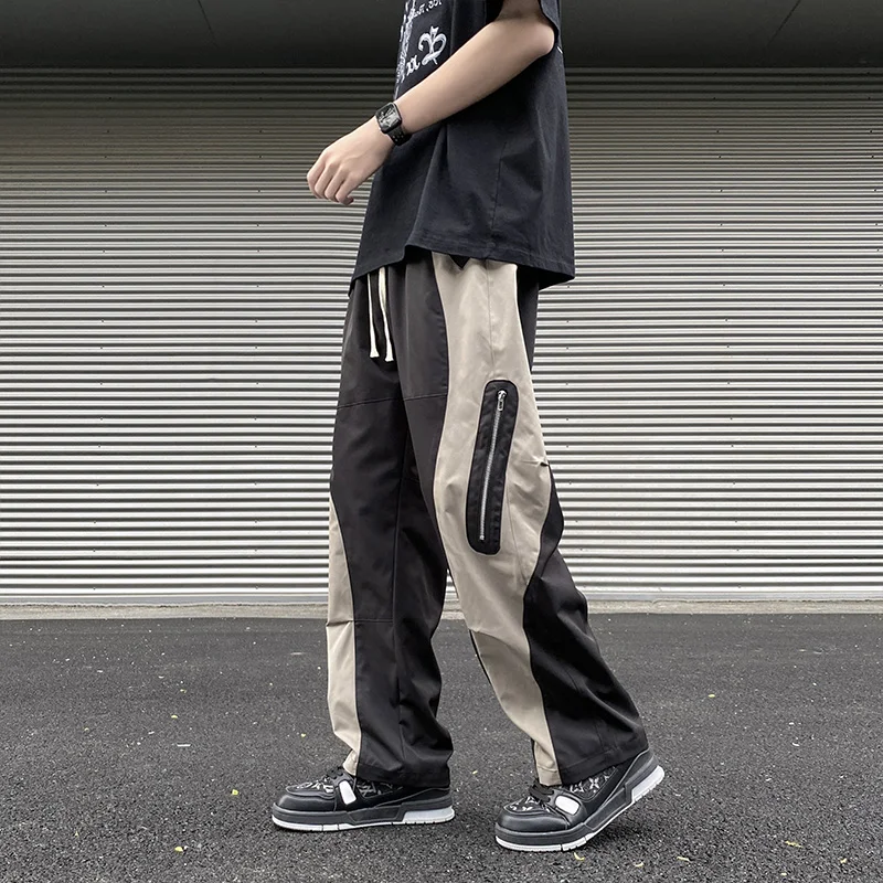 HOUZHOU Techwear Панталони-карго с парашут, свободни мъжки ежедневни панталони с ципове в стил мозайка, мъжка лятна градинска облекло в стил хип-хоп, сращенные 5XL Изображение 1