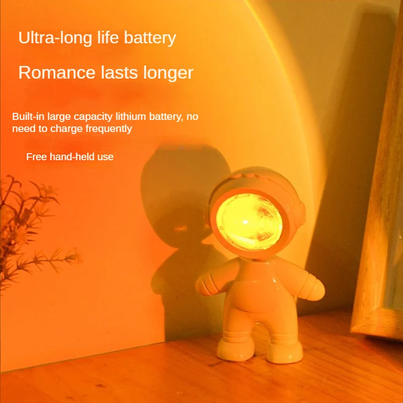 Астронавт Залез Лампа на Проектора USB Акумулаторна батерия 7 Цвята RGB LED Въртящата Снимка Ins Room Bedsides Декор Атмосфера на Светлина Изображение 1