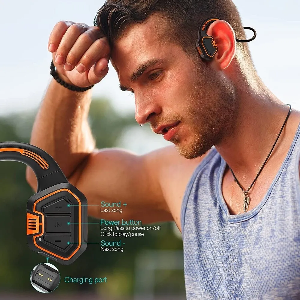 Водоустойчиви слушалки Tws с костна проводимост Ipx8 с микрофон, безжична слушалка Bluetooth, спортни висококачествени слушалки за смартфони Изображение 1
