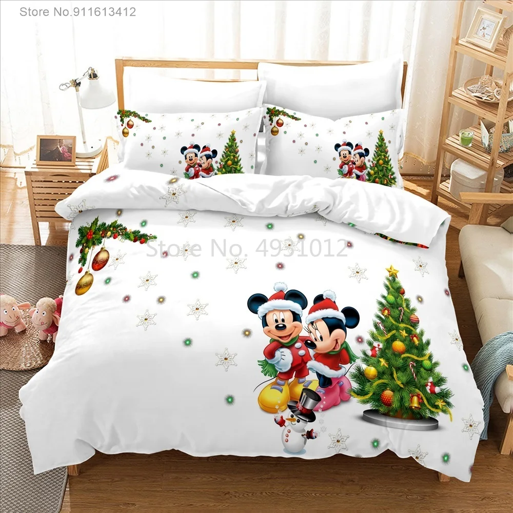 Коледни Подаръци Комплекти Спално Бельо Disney с Мики и Мини Маус, Принцеса, 3D Принт, Чаршаф, Мультяшное Одеяло за вашия интериор, Спални, Спално Бельо Изображение 1