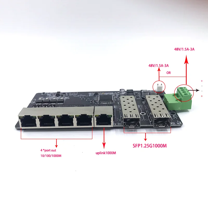 Стенен 5-портов Ethernet 10/100/1000 Mbps, gigabit ethernet unmanaged мрежов комутатор с 2 SFP порта Изображение 1