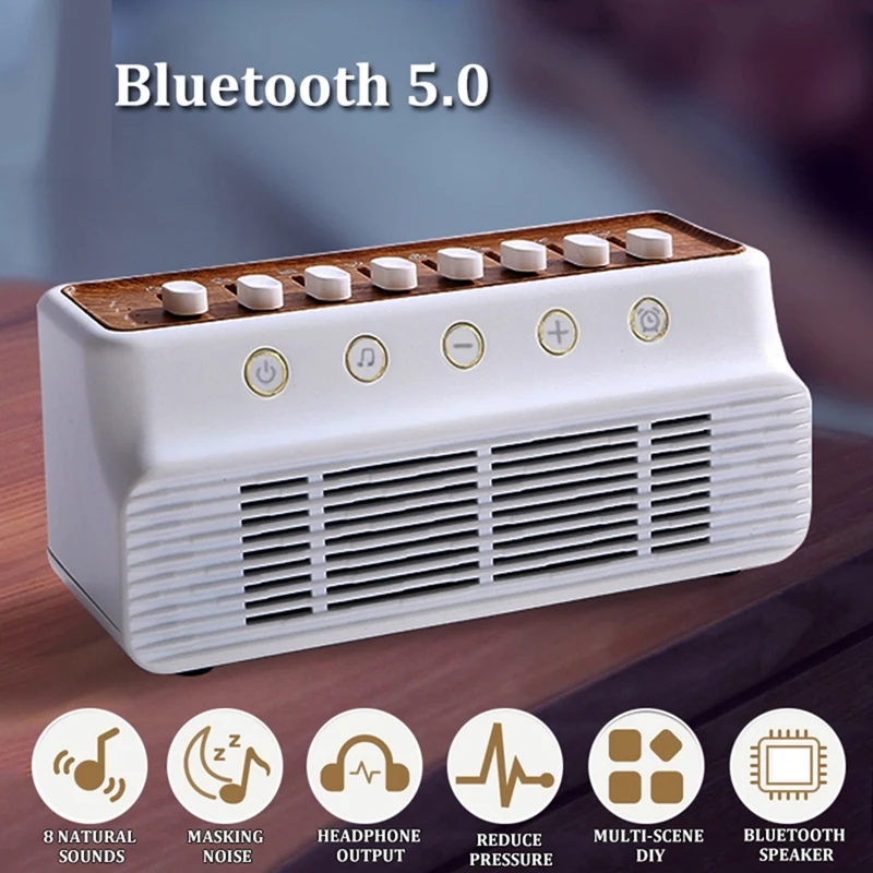 Bluetooth високоговорител за сън, машината с бял шум, 8 природни звуци, музикални ковчег, улучшающая сън за коледни подаръци Изображение 2