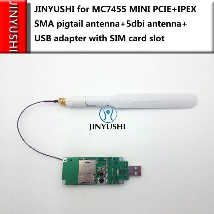 Sierra MC7455 MINI PCIE + USB адаптер MINI PCIE + IPEX SMA антена с косичкой + 5dbi SMA Антена LTE CAT6 + ГНСС Изображение 2