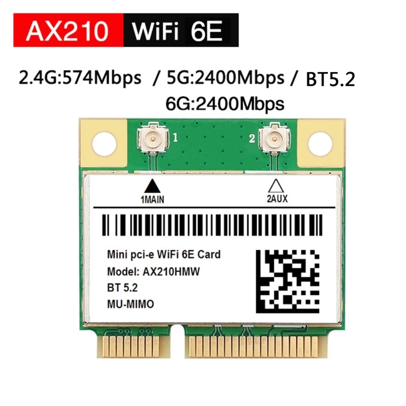 WiFi6E AX210HMW Mini PCI-E Wifi Карта, съвместима с Bluetooth 5.2 Безжичен Адаптер ForIntel AX210 Мрежова карта AX210 Изображение 2