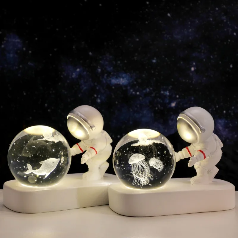 Кристална топка, лека нощ, Кристална астронавт, планетата, Глобус, топка на Слънчевата система с 3D лазерно гравиран, USB led лампа, подарък за рожден ден Изображение 2