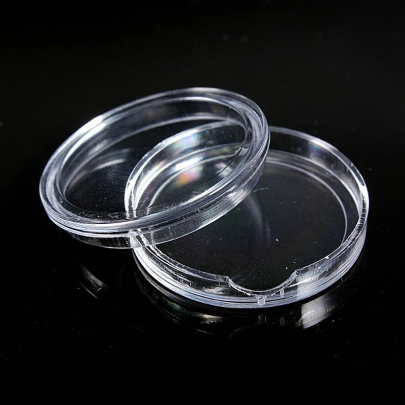 20 броя Малки кръгли прозрачни пластмасови капсули за монети с 35 мм и 40 мм Изображение 3
