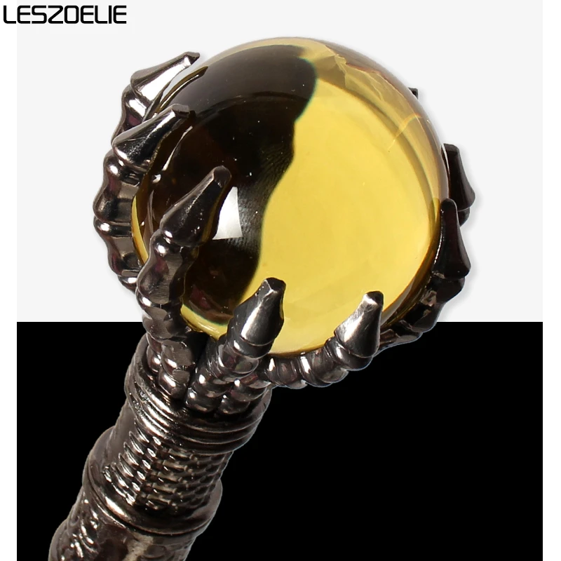 95 см, мъжки Луксозни нокти демонична дракон, 50 мм, жълт кристална топка, модни бастуни за ходене, дамски елегантен реколта нож Изображение 3