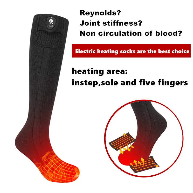 Зимни чорапи с електрически отопляеми за мъже и жени с управлението на приложение, акумулаторни чорапи с топъл с батерия, ски чорапи, спортни топло за краката Изображение 3