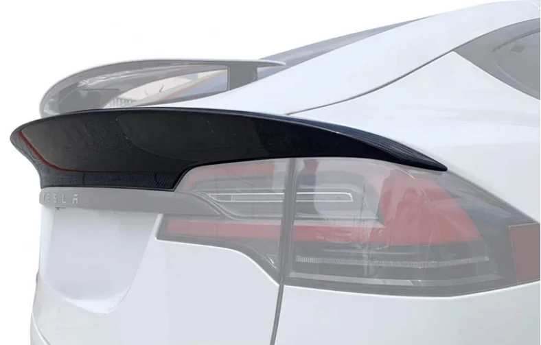 Подходящ е за Tesla Model X 2016 2017 2018 2019 2020 2021 2022, висококачествени въглеродни влакна и ковано зърно, заден багажник, заден спойлер, крило Изображение 3