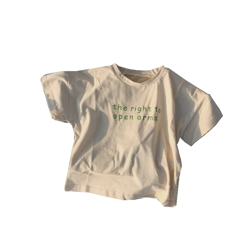 2023 Лятна нова детска тениска с къс ръкав за малки момичета и момчета, безплатни ежедневни памучни тениски, топ с писмото принтом за деца, детски дрехи Изображение 4