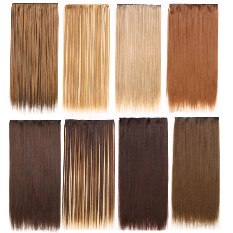 24-инчов синтетични дълга къдрава коса с 5 скоби за изграждане на топлоустойчиви изкуствена коса цвят омбре кафяви черна изкуствена коса за жени Изображение 4