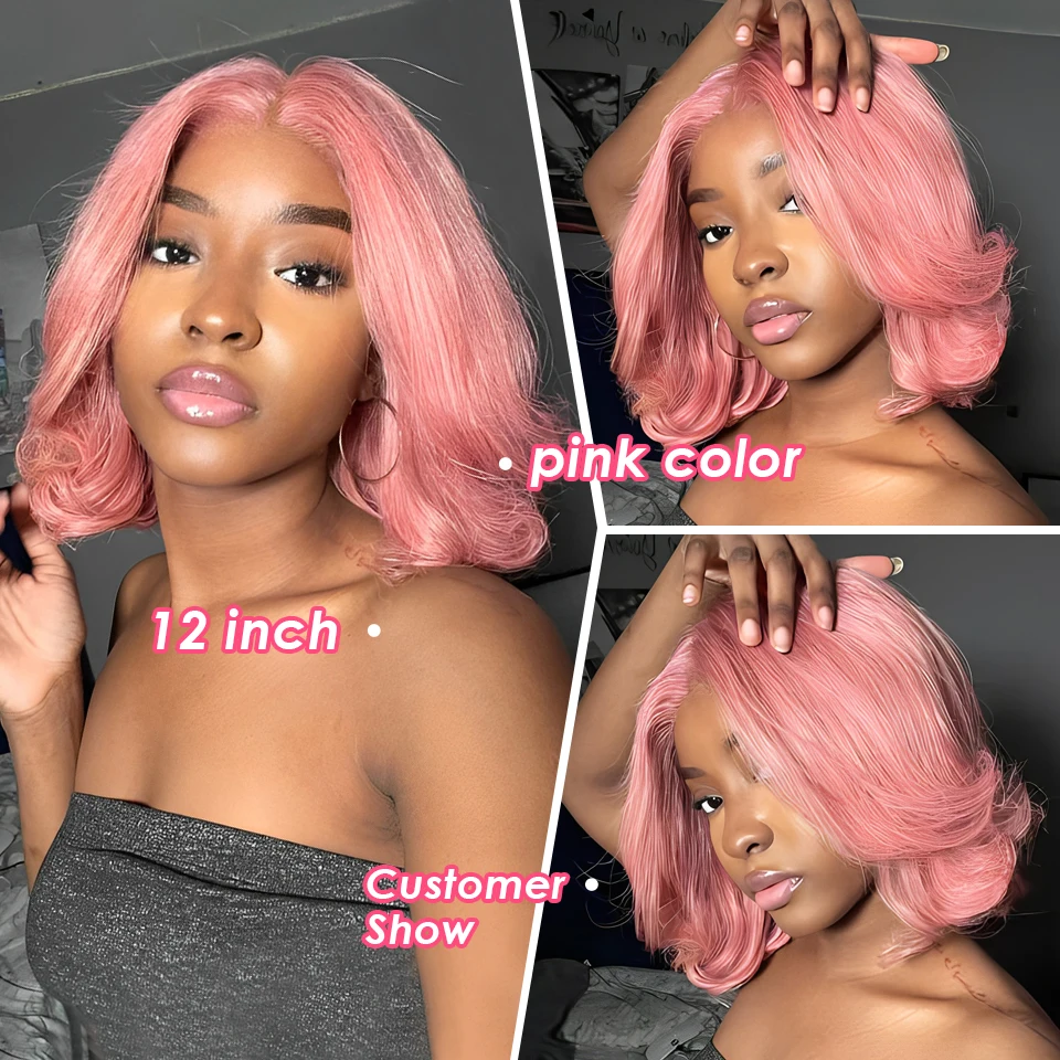 28-30 Инчов розово права перука от естествена коса отпред 13x6x1, цветни перуки, изработени от човешка коса, за жени, HD перука от естествена коса отпред, пролетни розови перуки, изработени от човешка коса Изображение 4