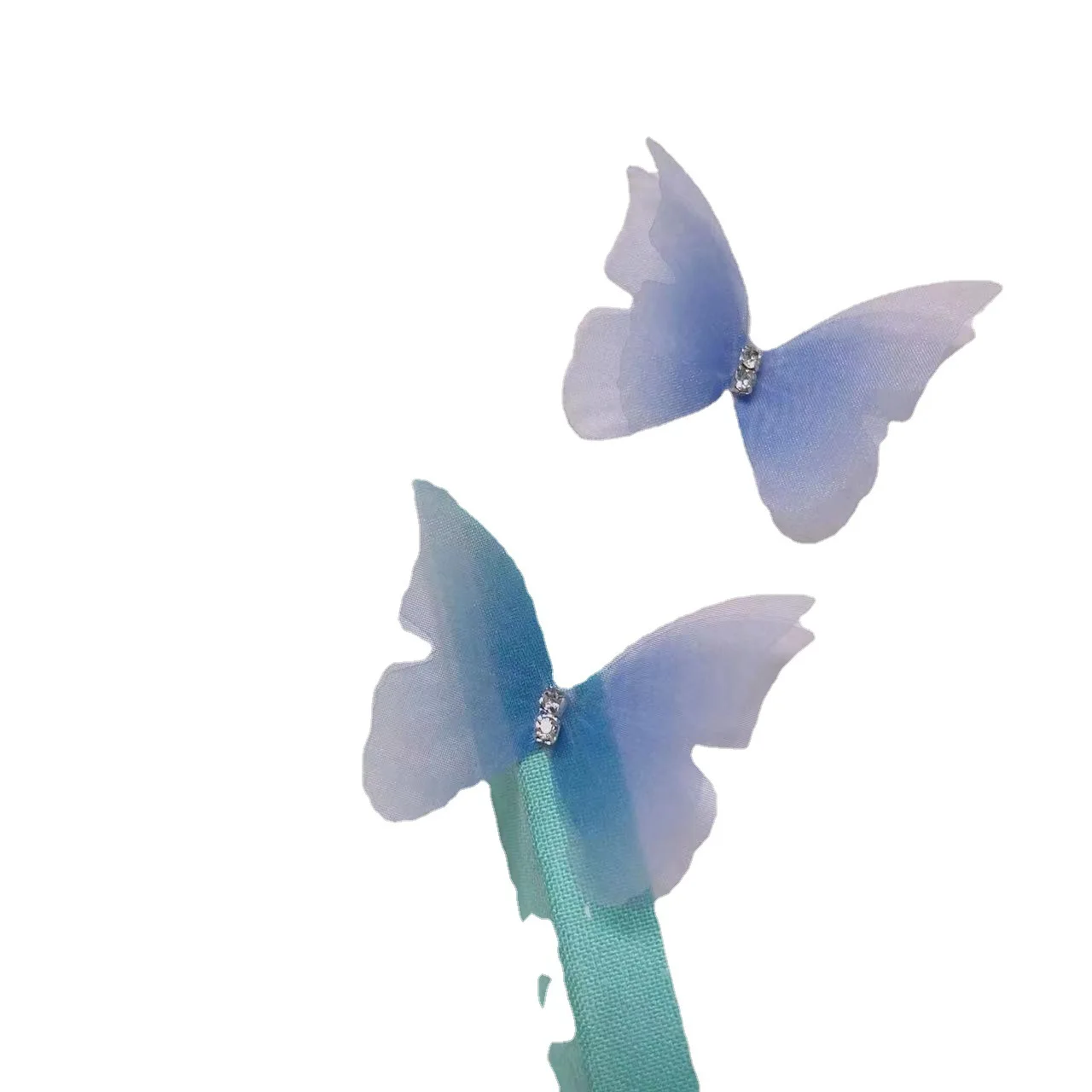 5 см Градиент двупластова лепкава диамантена пеперуда, имитирующая триизмерна прежда, окото на пеперуда, аксесоари за шапки Изображение 4