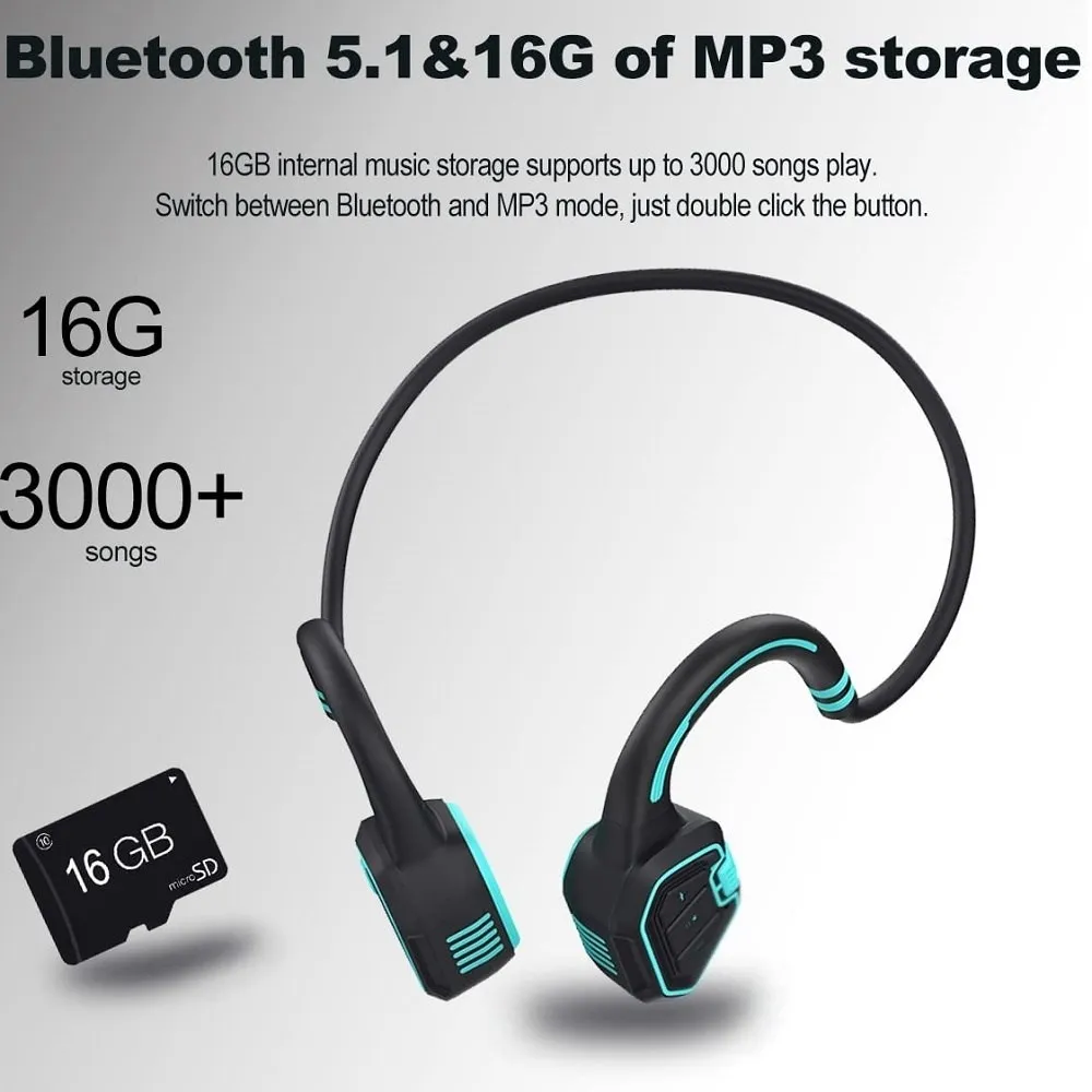 Водоустойчиви слушалки Tws с костна проводимост Ipx8 с микрофон, безжична слушалка Bluetooth, спортни висококачествени слушалки за смартфони Изображение 4