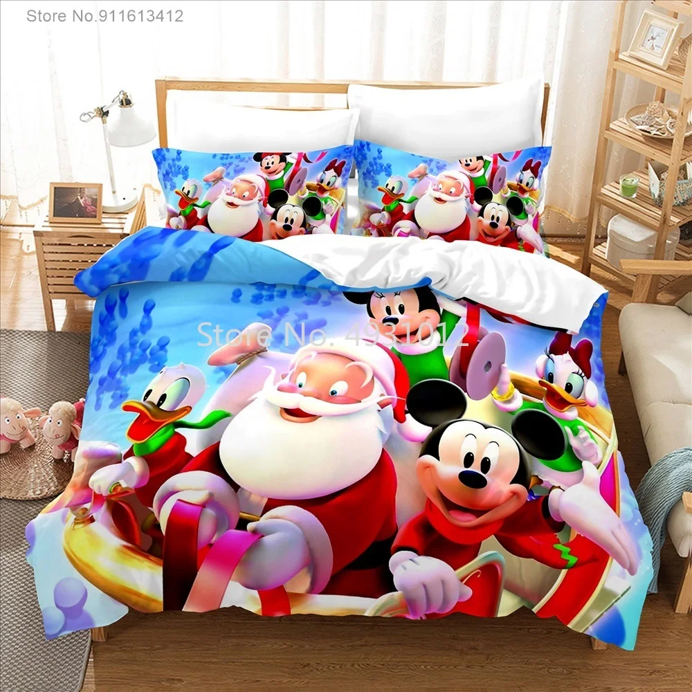Коледни Подаръци Комплекти Спално Бельо Disney с Мики и Мини Маус, Принцеса, 3D Принт, Чаршаф, Мультяшное Одеяло за вашия интериор, Спални, Спално Бельо Изображение 4