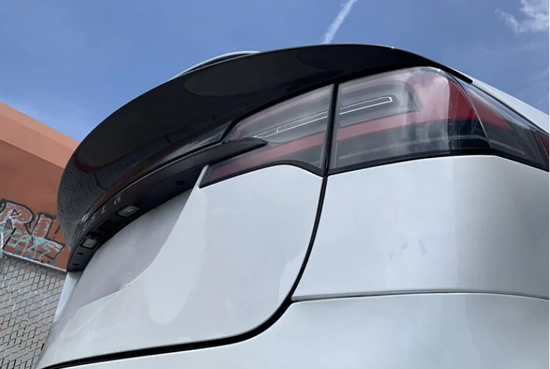 Подходящ е за Tesla Model X 2016 2017 2018 2019 2020 2021 2022, висококачествени въглеродни влакна и ковано зърно, заден багажник, заден спойлер, крило Изображение 4