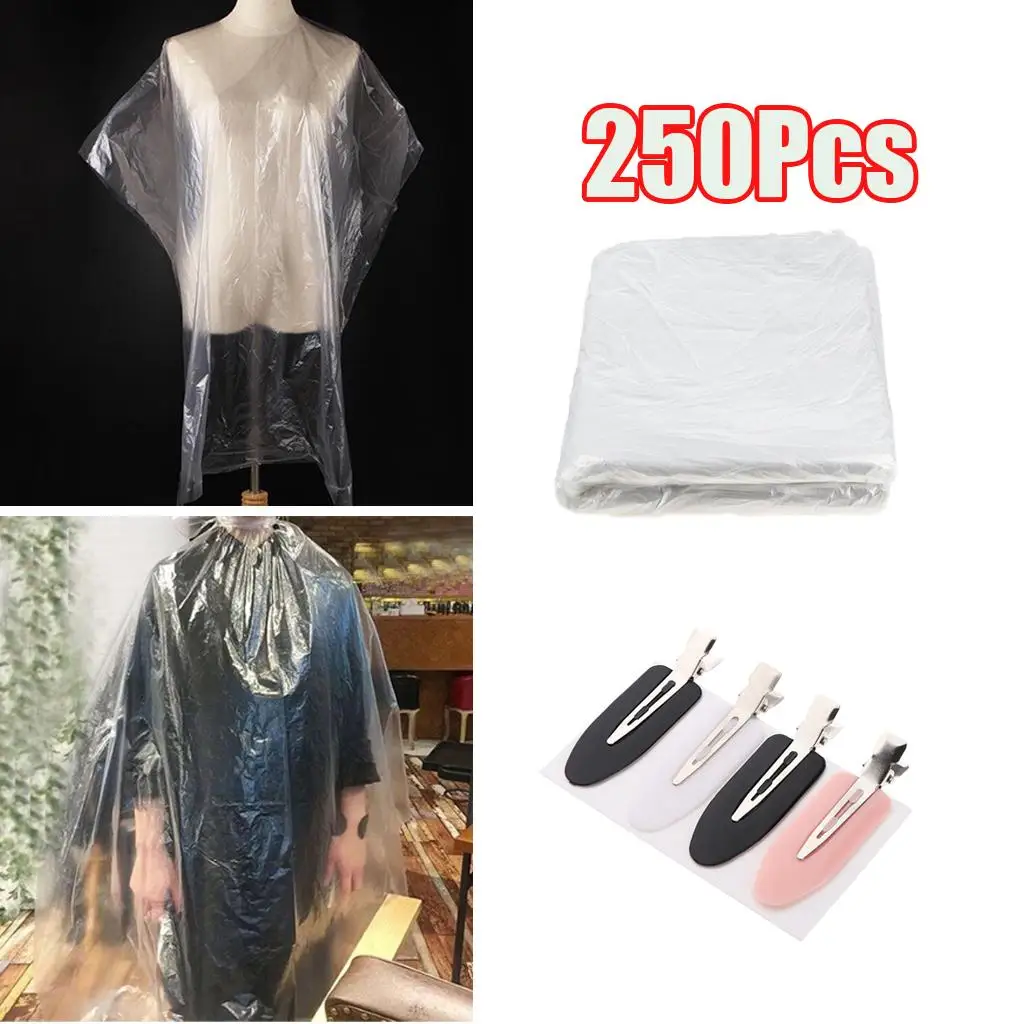 прозрачни за еднократна употреба пелерини за подстригване 250x120 x 160 cm, 4 комплекта салонного рокли Изображение 4