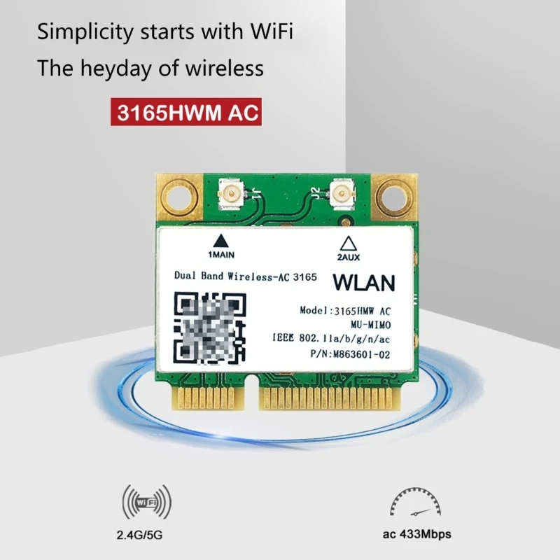 3165HMW AC 600 карта BT4.0 WiFi мини адаптер, PCIE двойна лента безжичен 5G Изображение 5