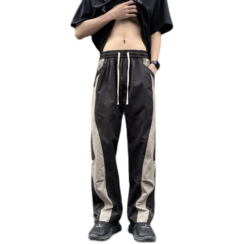 HOUZHOU Techwear Панталони-карго с парашут, свободни мъжки ежедневни панталони с ципове в стил мозайка, мъжка лятна градинска облекло в стил хип-хоп, сращенные 5XL Изображение 5