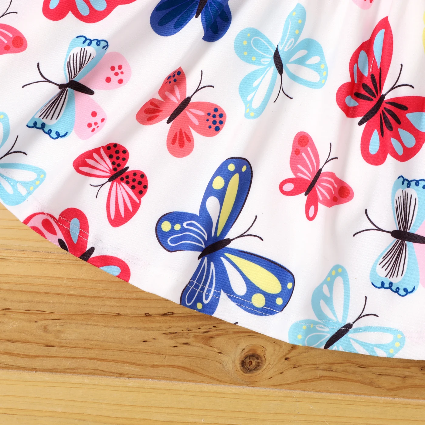 PatPat 2 бр., рокля с къс ръкав и принтом пеперуди за малки момичета, комплект от кардигана копчета Изображение 5