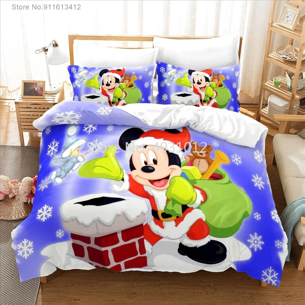 Коледни Подаръци Комплекти Спално Бельо Disney с Мики и Мини Маус, Принцеса, 3D Принт, Чаршаф, Мультяшное Одеяло за вашия интериор, Спални, Спално Бельо Изображение 5